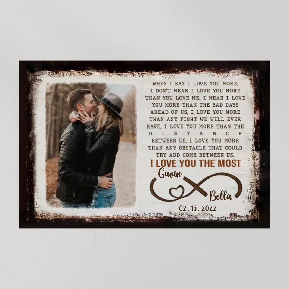 When I Say I Love You More Poem Custom Canvas Poster Anniversary Gift For Couples