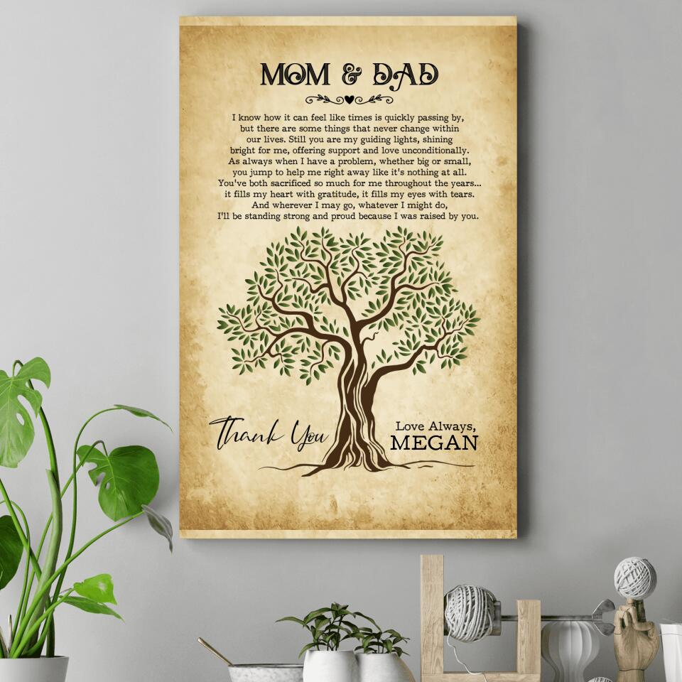 Love Message Thank You Mom And Dad Custom Canvas Poster Anniversary Gift For Parents