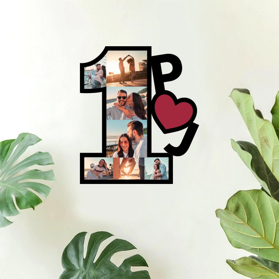 Couple Wooden Sign Personalized Valentine Gifts - 1 Year 1 Month Anniversary Custom Wooden Art Upload Photo First Anniversary Gift