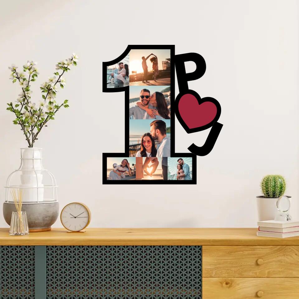 Couple Wooden Sign Personalized Valentine Gifts - 1 Year 1 Month Anniversary Custom Wooden Art Upload Photo First Anniversary Gift