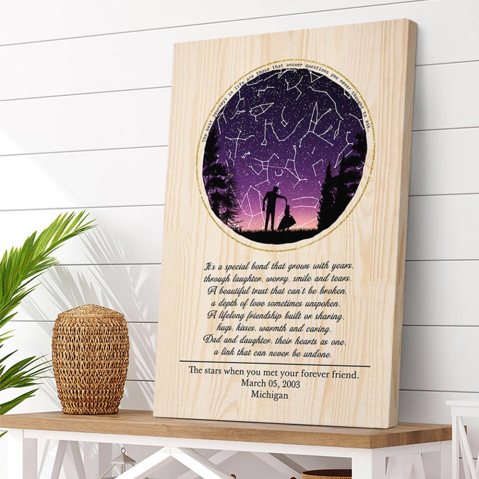 Love Message For Daughter Son From Mom And Dad - Custom Star Map Canvas Poster - Anniversary Gifts