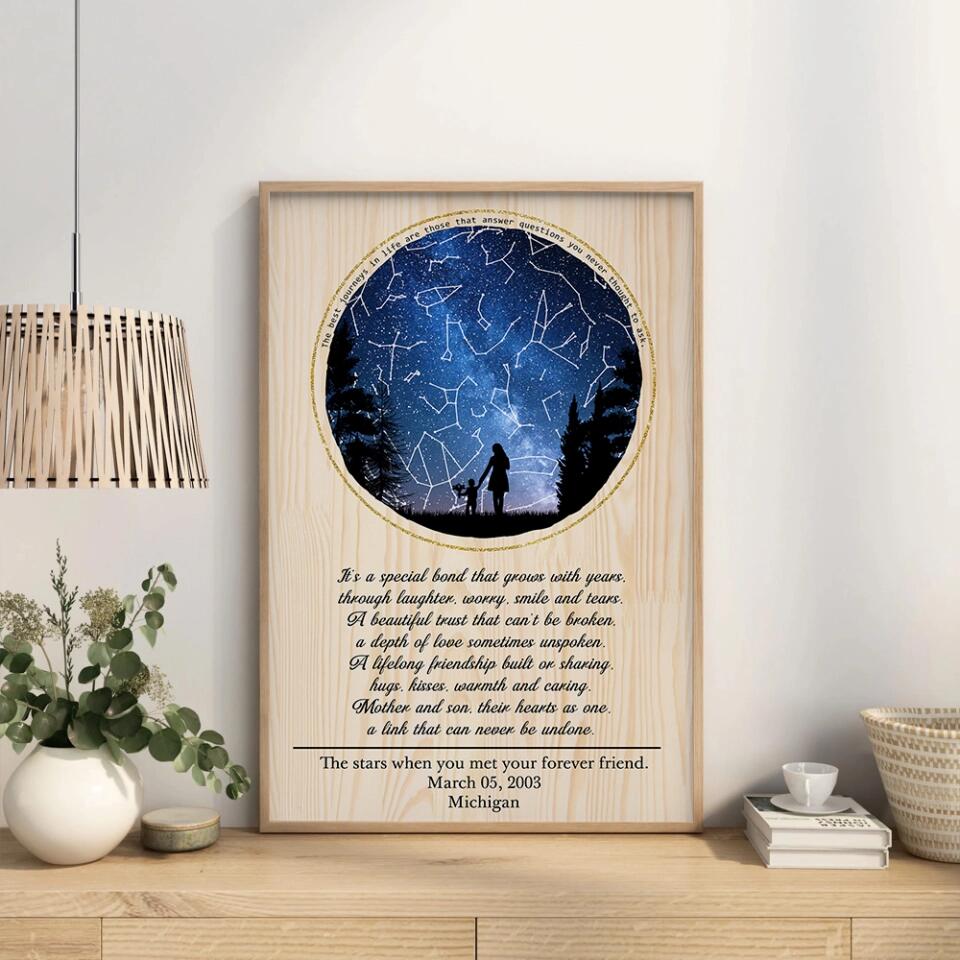 Love Message For Daughter Son From Mom And Dad - Custom Star Map Canvas Poster - Anniversary Gifts