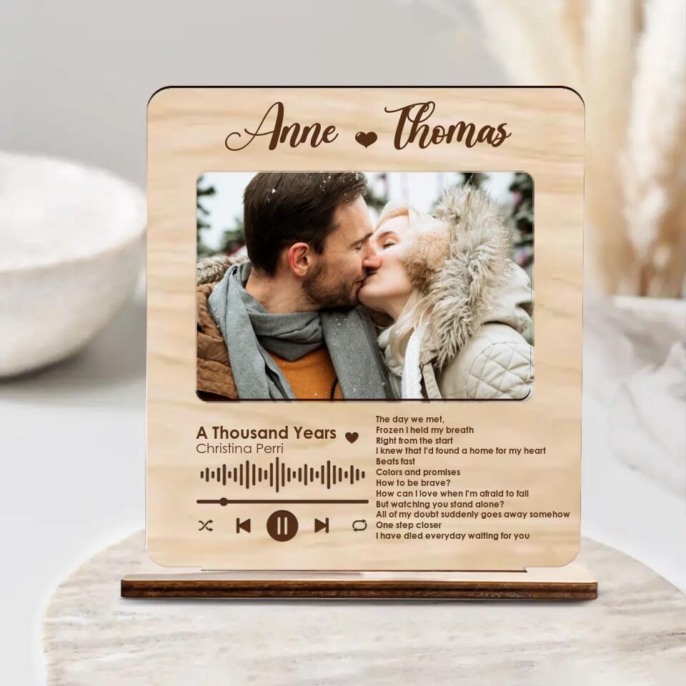 Custom Song and Lyrics Wooden Plaque 3 Layers - Best Gift For Couple Him Her On Anniversaries Birthdays - 212IHPLNWP663