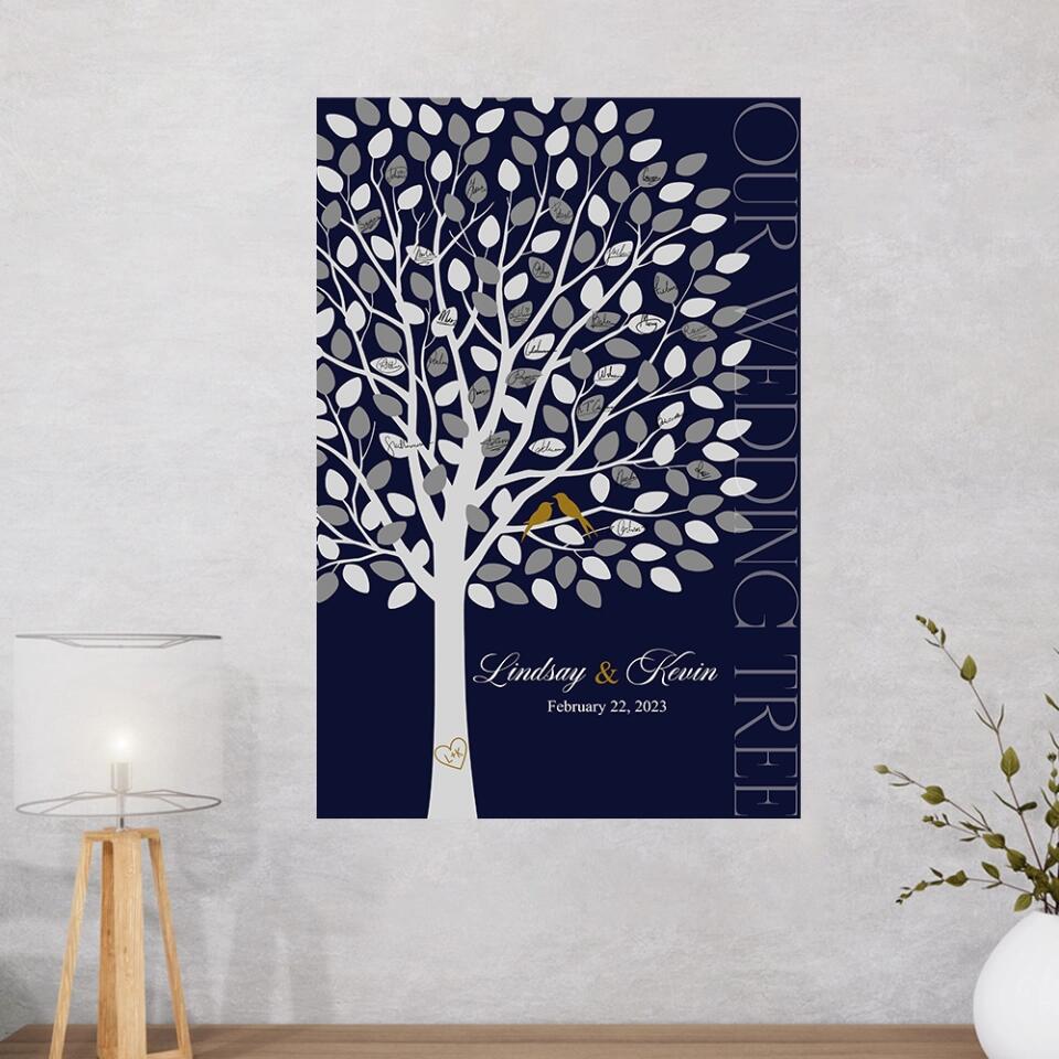 Our Wedding Tree Wedding Guest Book - Custom Canvas Poster - Newlywed Gift For Couples