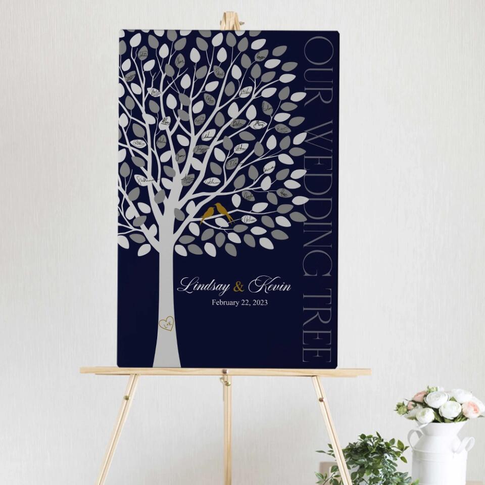 Our Wedding Tree Wedding Guest Book - Custom Canvas Poster - Newlywed Gift For Couples