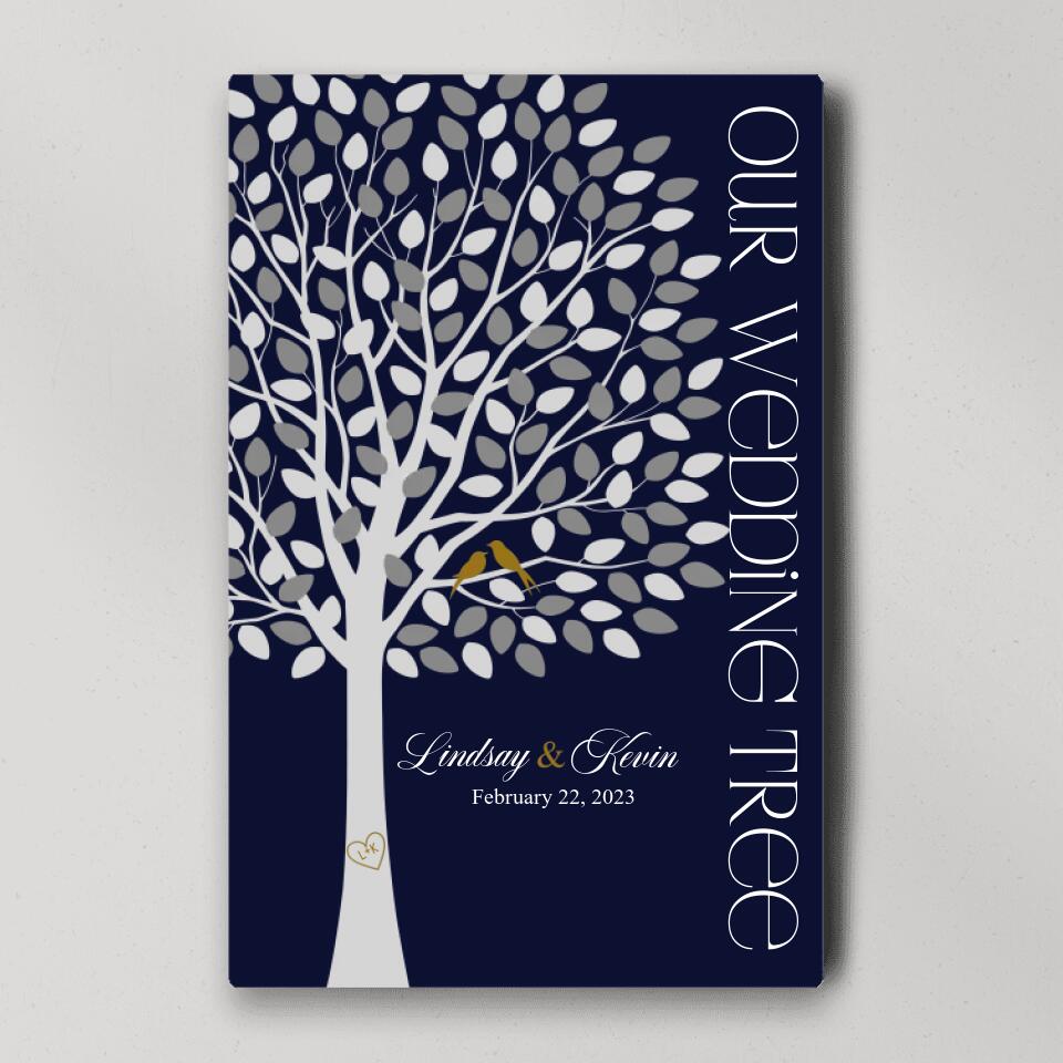 Our Wedding Tree Wedding Guest Book - Custom Canvas Poster - Newlywed Gift For Couples