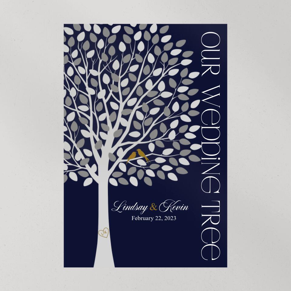 Our Wedding Tree Wedding Guest Book - Custom Canvas Poster - Newlywed Gift For Couples