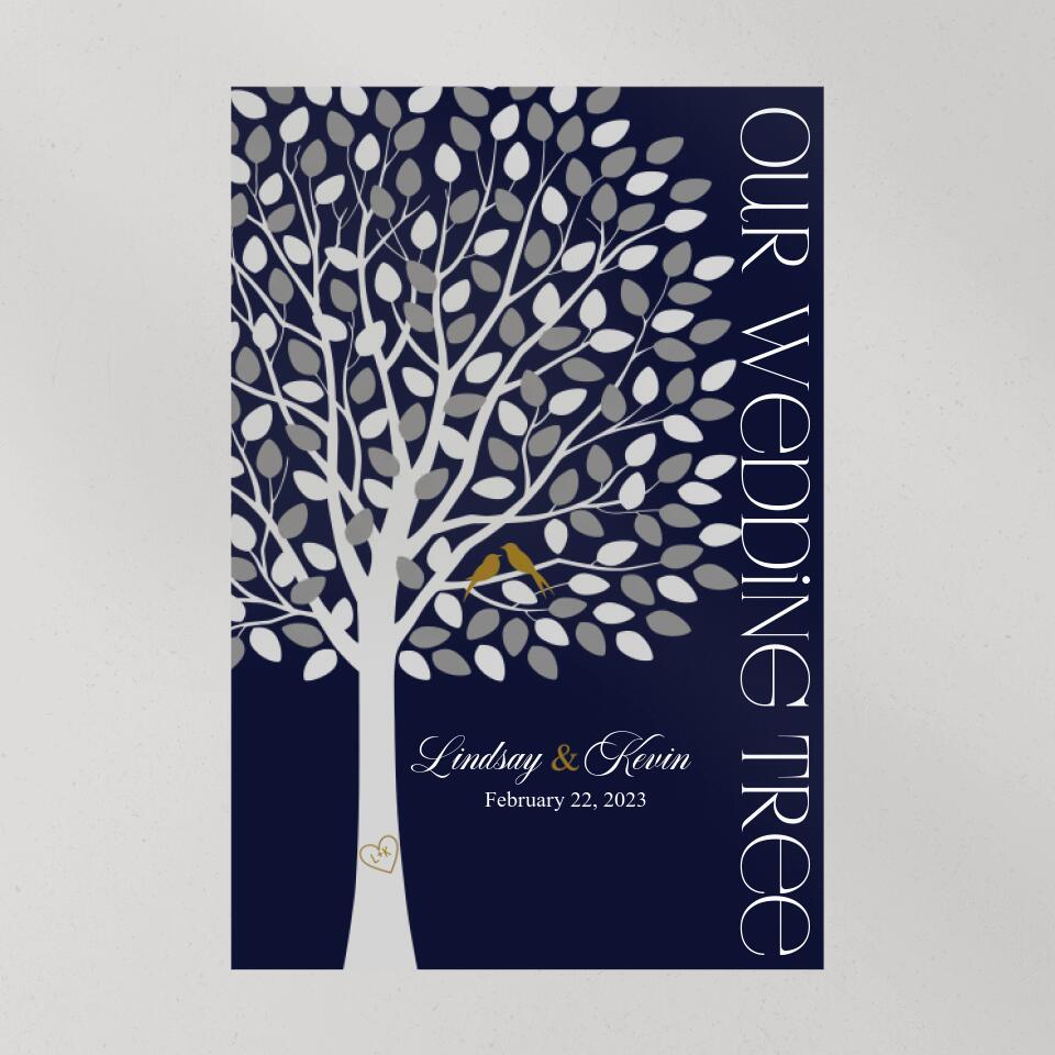 Our Wedding Tree Wedding Guest Book - Custom Canvas Poster - Newlywed Gift For Couples