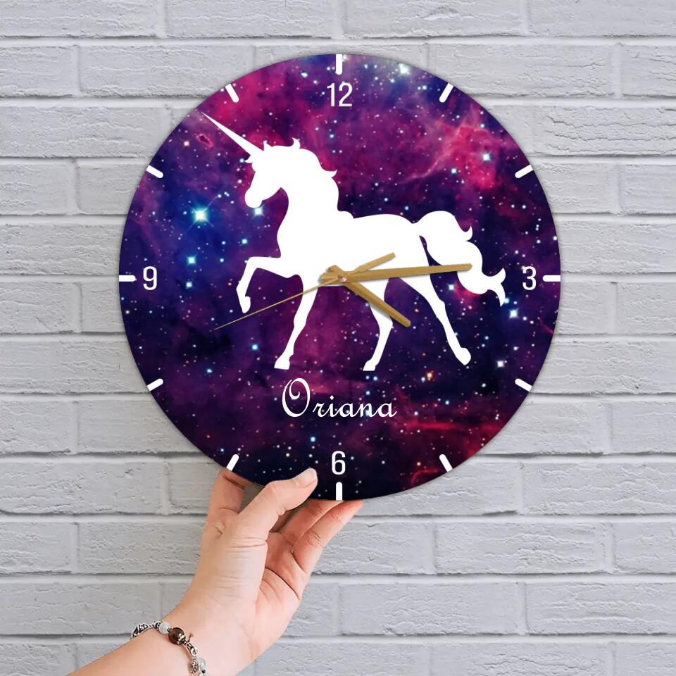 Galaxy Unicorn Custom Wall Clock Birthday Gift For Daughter