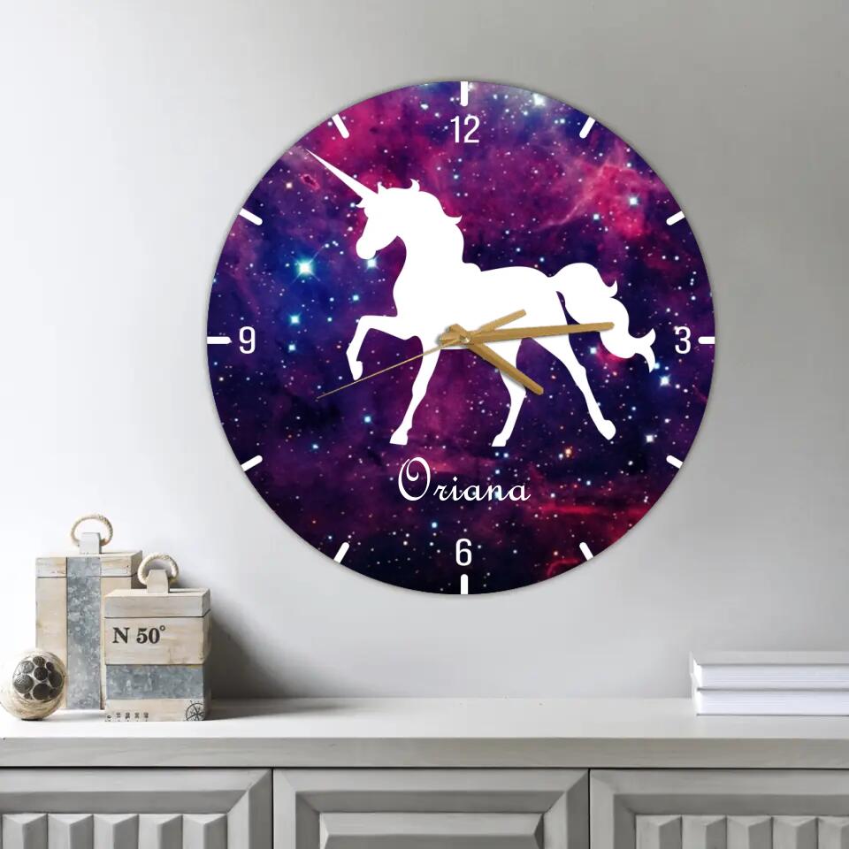 Galaxy Unicorn Custom Wall Clock Birthday Gift For Daughter