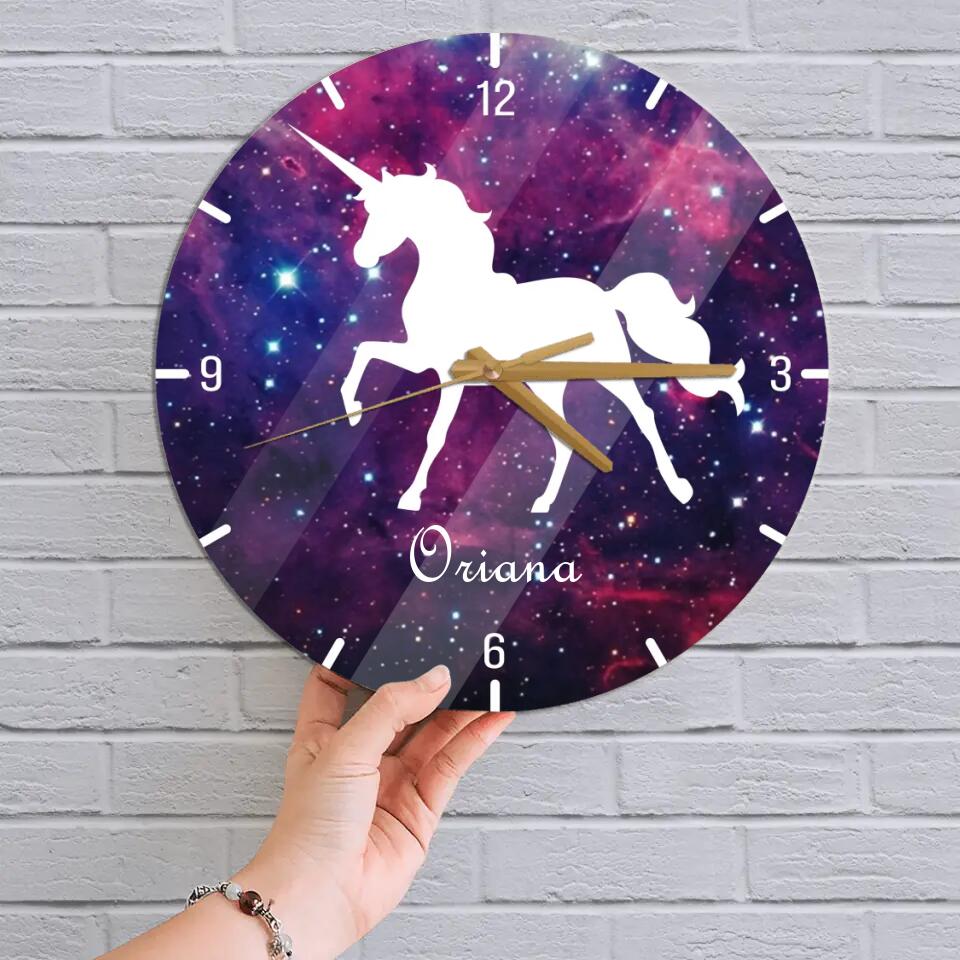 Galaxy Unicorn Custom Wall Clock Birthday Gift For Daughter