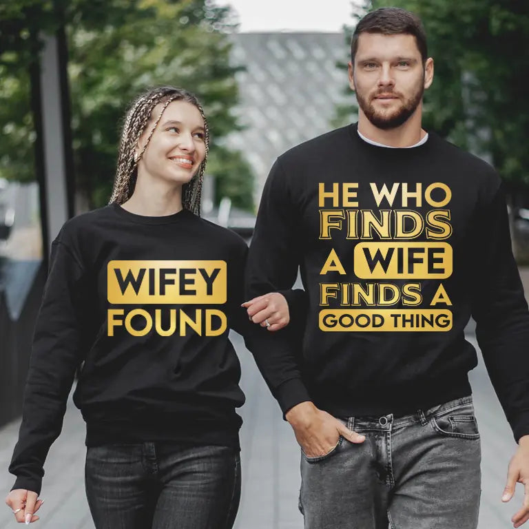 He Who Finds a Wife Finds a Good Thing , Wife Found,Marriage Tees ,Couples Shirt, Anniversary Gifts, Wedding,Husband &amp; Wife Bundle Shirts - 301IHPLNTS071