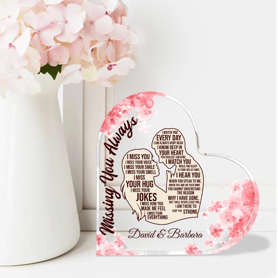 Missing You Always Custom Heart Acrylic Plaque Memorial Gifts