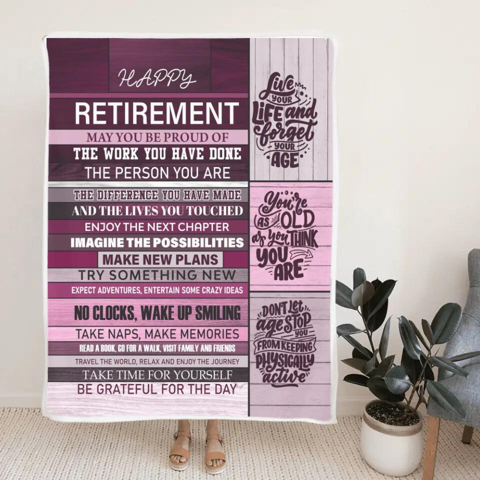 Happy Retirement May You Be Proud Of The Work You Have Done The Person You Are The Difference You Have Made - Fleece Blanket - Retirement Gift - Gift for Mentor Boss Coworker Professor - Thank You/Appreciation Gifts - 302ICNLNBL104