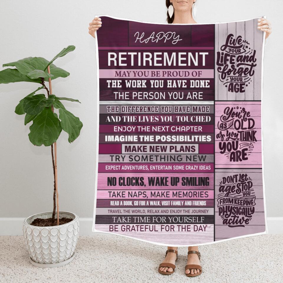 Happy Retirement May You Be Proud Of The Work You Have Done The Person You Are The Difference You Have Made - Fleece Blanket - Retirement Gift - Gift for Mentor Boss Coworker Professor - Thank You/Appreciation Gifts - 302ICNLNBL104