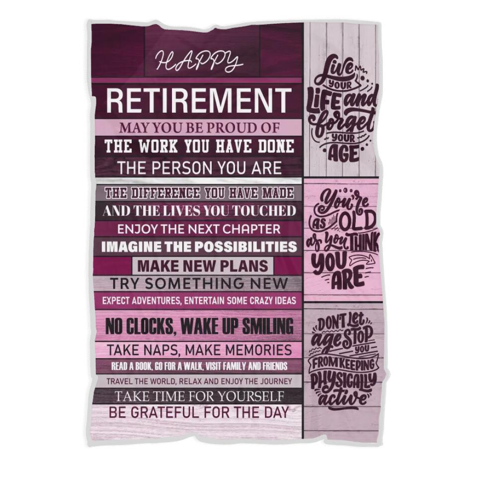 Happy Retirement May You Be Proud Of The Work You Have Done The Person You Are The Difference You Have Made - Fleece Blanket - Retirement Gift - Gift for Mentor Boss Coworker Professor - Thank You/Appreciation Gifts - 302ICNLNBL104