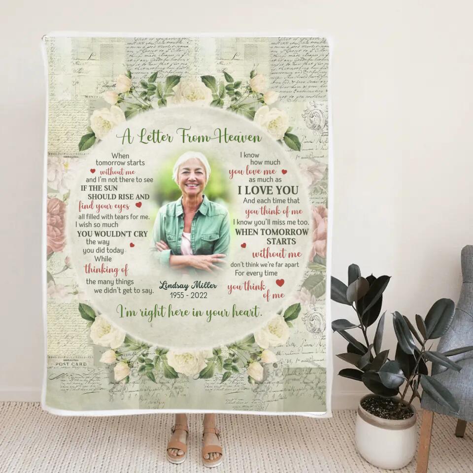 A Letter From Heaven - Personalized Fleece Blanket - Memorial Gift for Loss of Loved Ones
