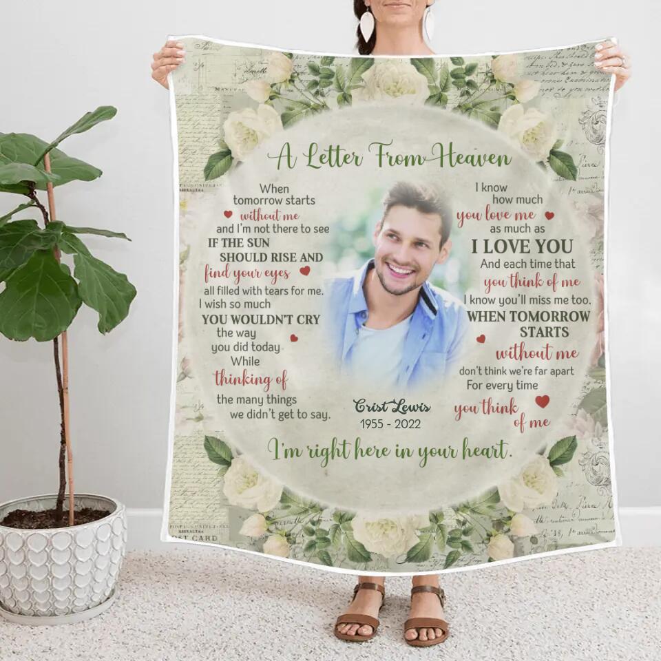 A Letter From Heaven - Personalized Fleece Blanket - Memorial Gift for Loss of Loved Ones