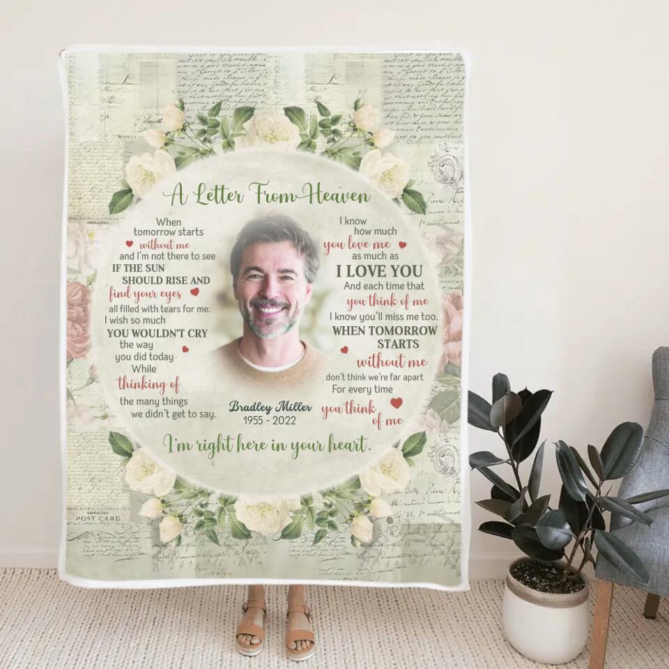 A Letter From Heaven - Personalized Fleece Blanket - Memorial Gift for Loss of Loved Ones