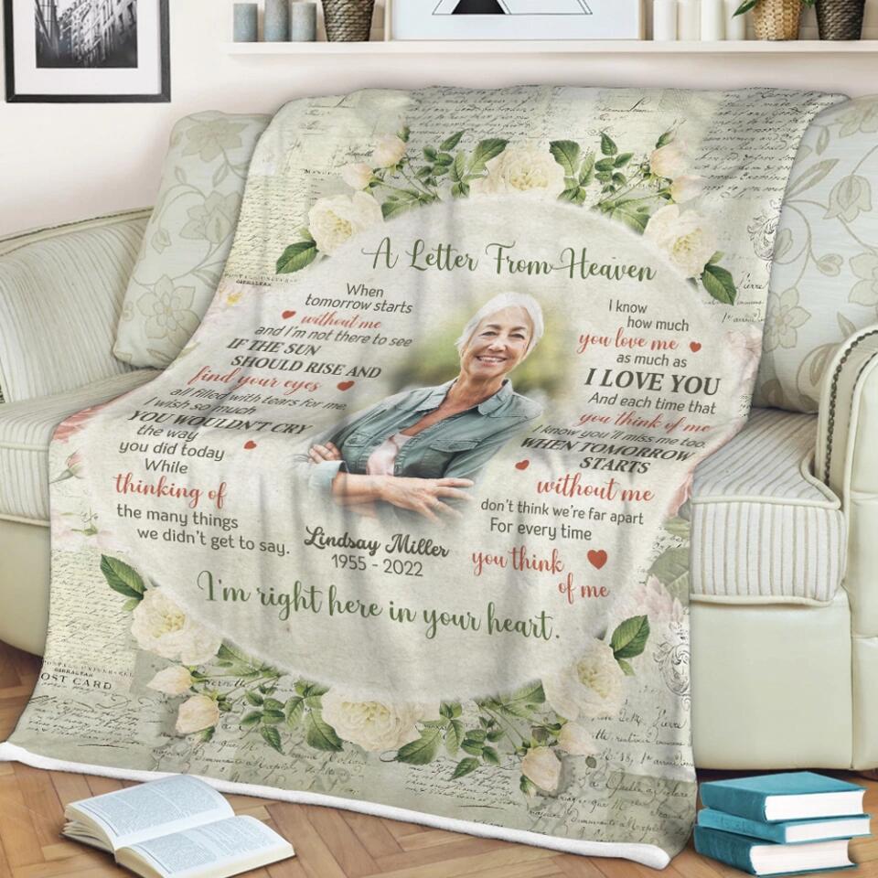 A Letter From Heaven - Personalized Fleece Blanket - Memorial Gift for Loss of Loved Ones