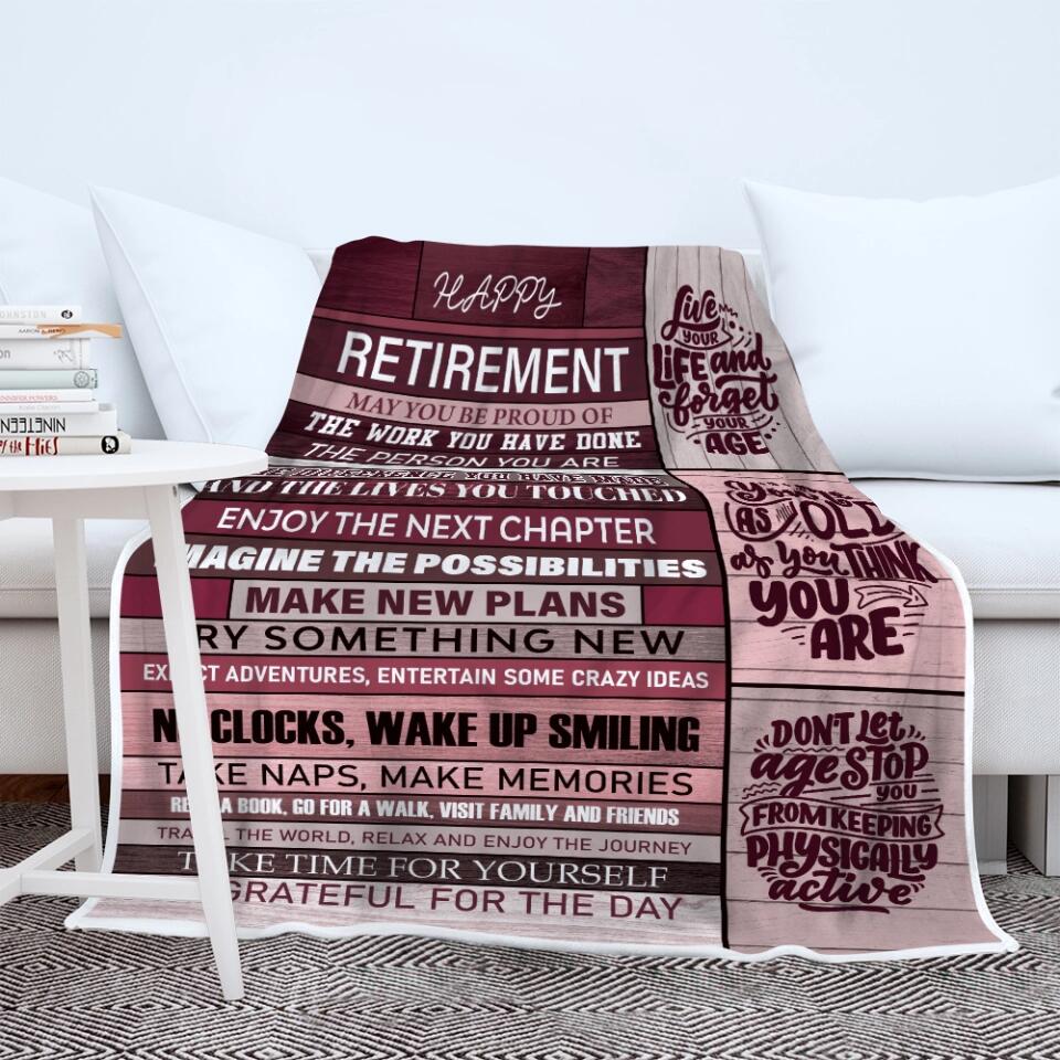 Happy Retirement May You Be Proud Of The Work You Have Done The Person You Are The Difference You Have Made - Fleece Blanket - Retirement Gift - Gift for Mentor Boss Coworker Professor - Thank You/Appreciation Gifts - 302ICNLNBL104