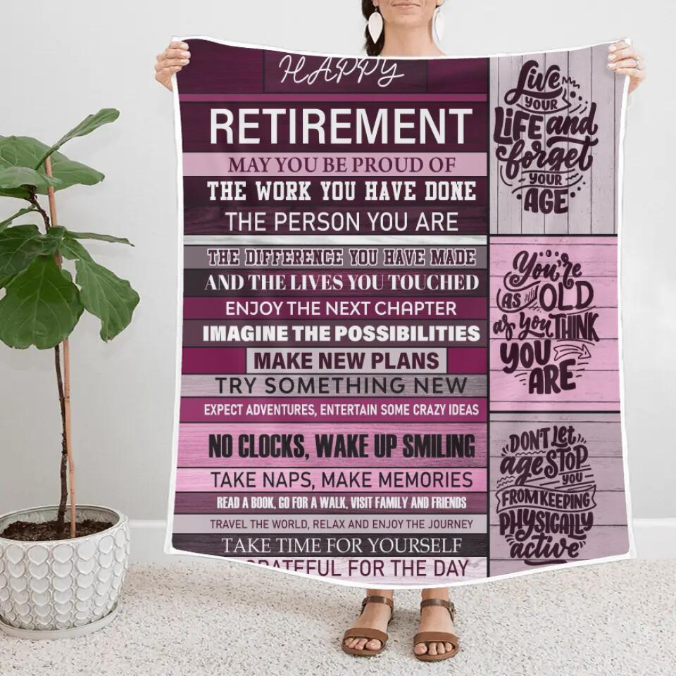 Happy Retirement May You Be Proud Of The Work You Have Done The Person You Are The Difference You Have Made - Fleece Blanket - Retirement Gift - Gift for Mentor Boss Coworker Professor - Thank You/Appreciation Gifts - 302ICNLNBL104