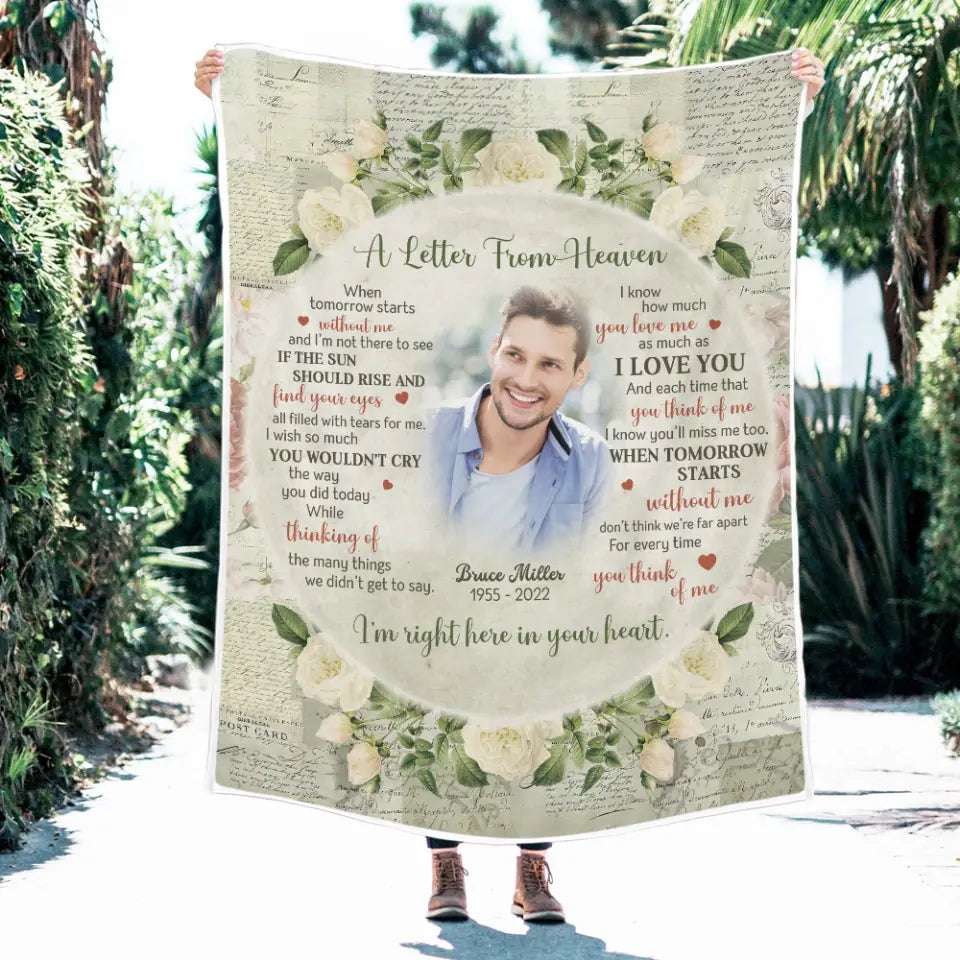 A Letter From Heaven - Personalized Fleece Blanket - Memorial Gift for Loss of Loved Ones