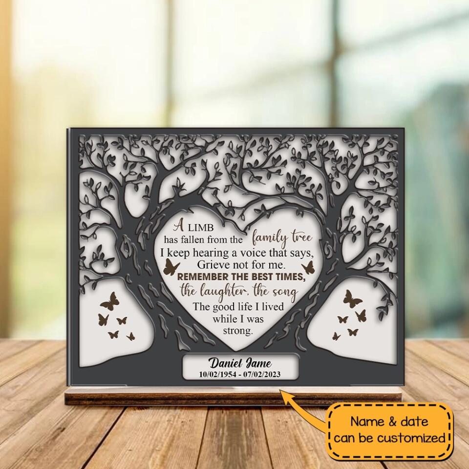 A Limb Has Fallen from the Family Tree - Personalized Sympathy Plaque - Gifts for Lost Loved Ones - Funeral Memorial Gifts