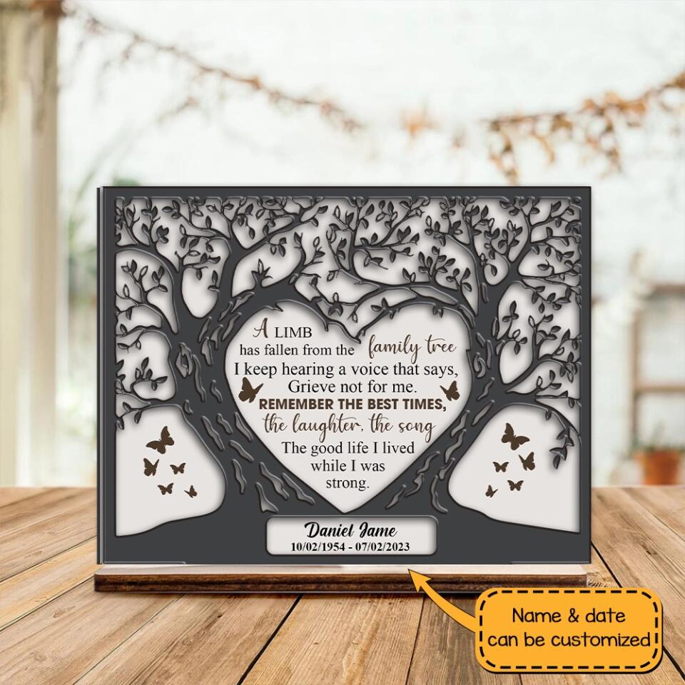 A Limb Has Fallen from the Family Tree - Personalized Sympathy Plaque - Gifts for Lost Loved Ones - Funeral Memorial Gifts