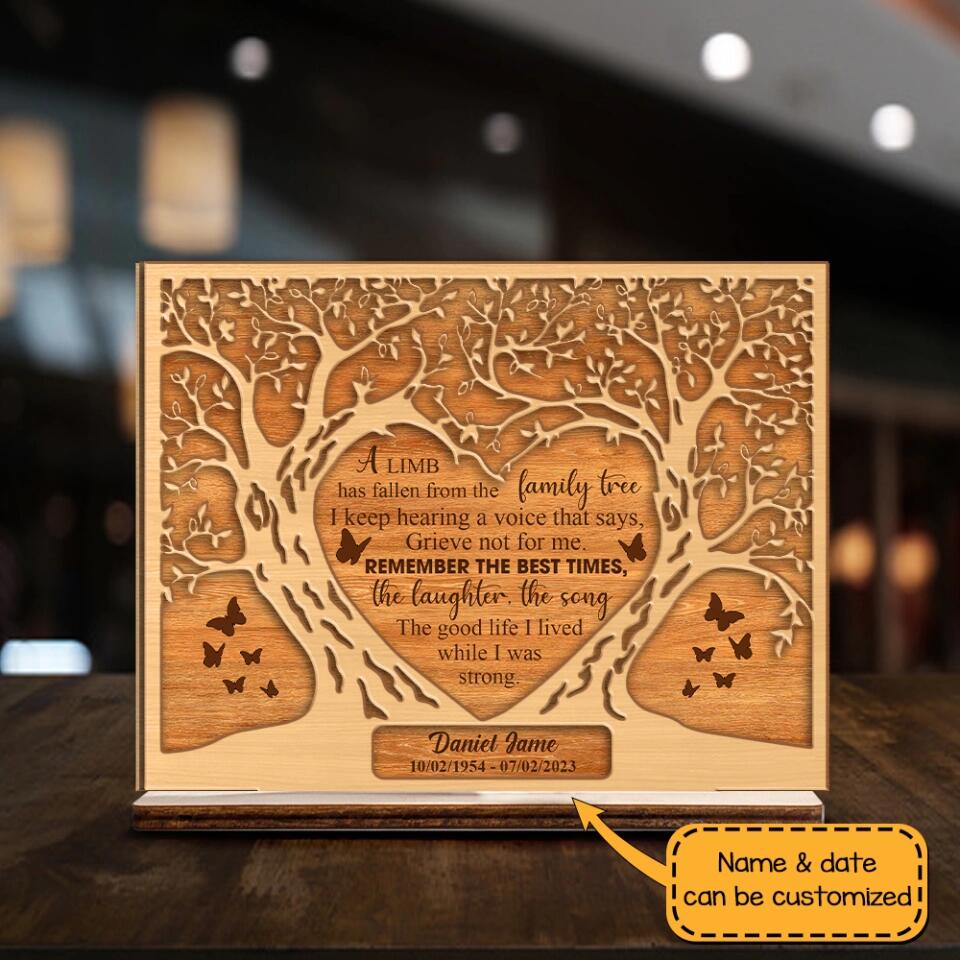 A Limb Has Fallen from the Family Tree - Personalized Sympathy Plaque - Gifts for Lost Loved Ones - Funeral Memorial Gifts