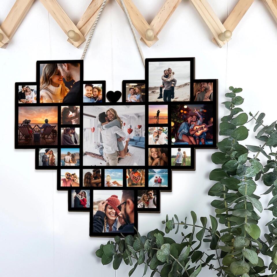 Couple Wooden Sign Personalized Valentine Gifts - Our Love Story - Personalized Wooden Sign - Heart Shaped With Upload Photo