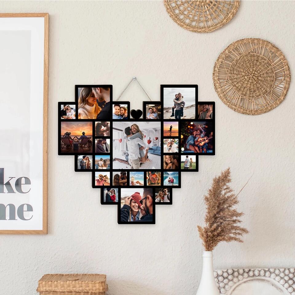 Couple Wooden Sign Personalized Valentine Gifts - Our Love Story - Personalized Wooden Sign - Heart Shaped With Upload Photo