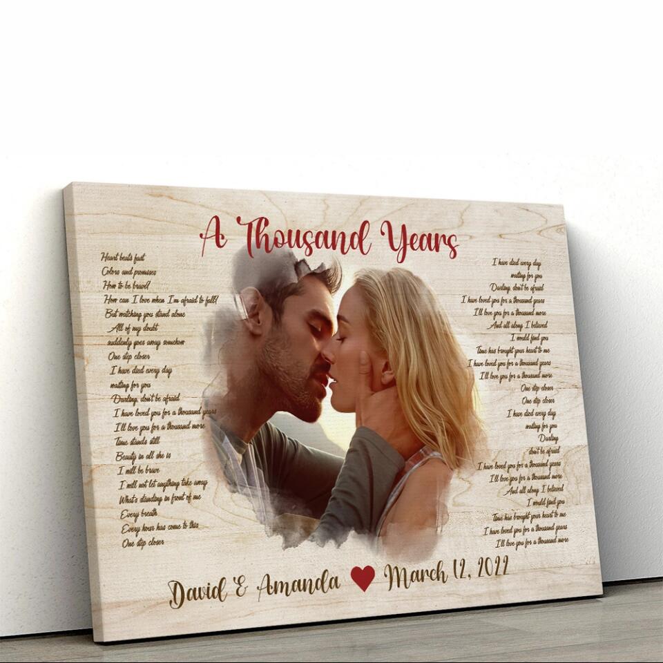 Favorite Song Lyrics Time Fade Away Photo - Custom Canvas Poster - Anniversary Gift For Couples
