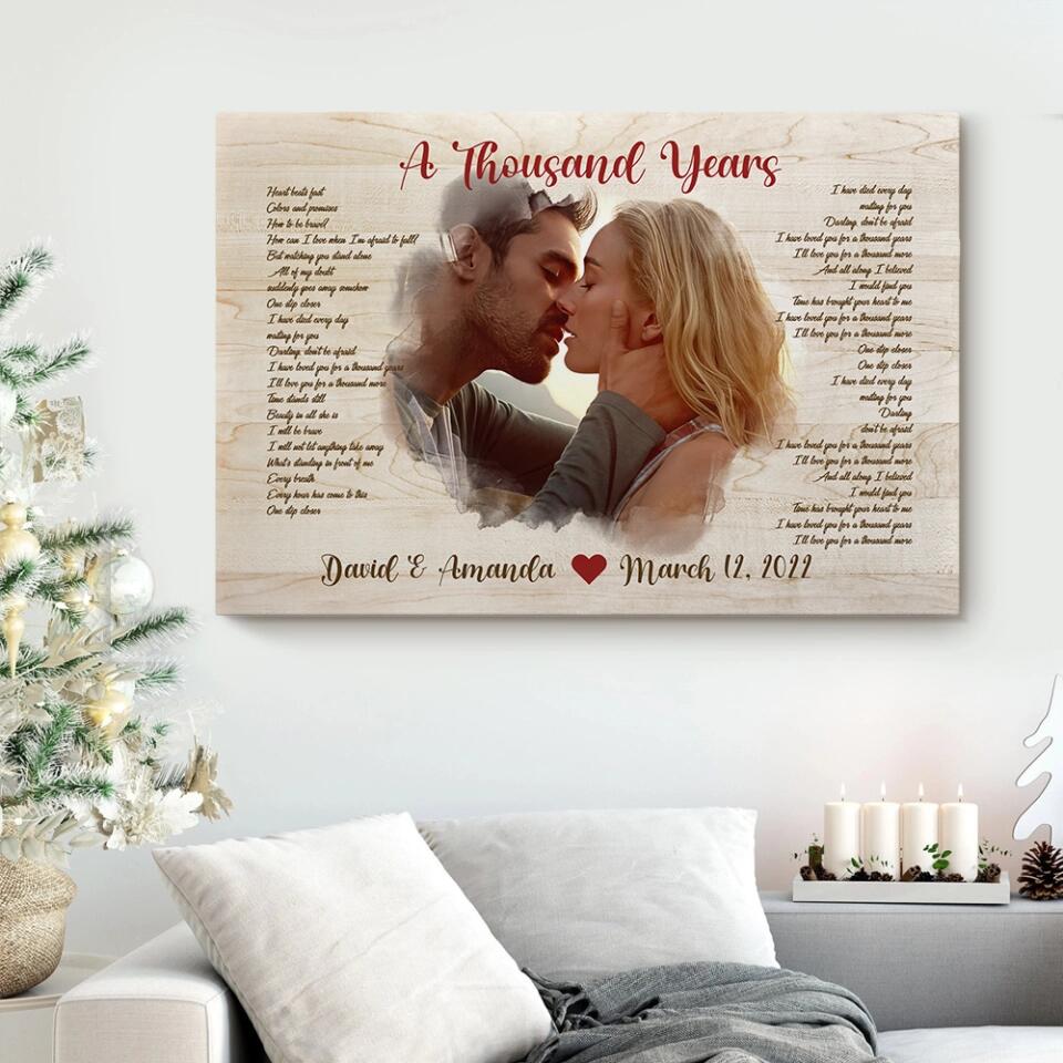 Favorite Song Lyrics Time Fade Away Photo - Custom Canvas Poster - Anniversary Gift For Couples