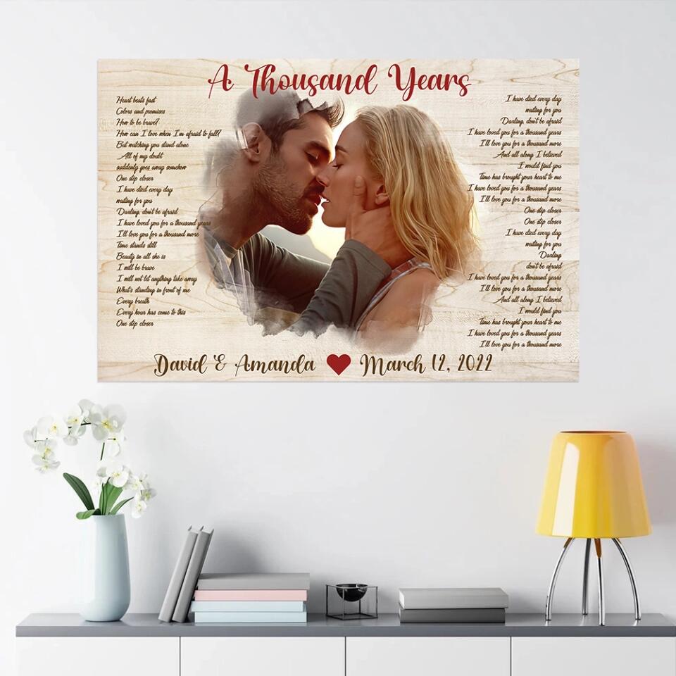 Favorite Song Lyrics Time Fade Away Photo - Custom Canvas Poster - Anniversary Gift For Couples