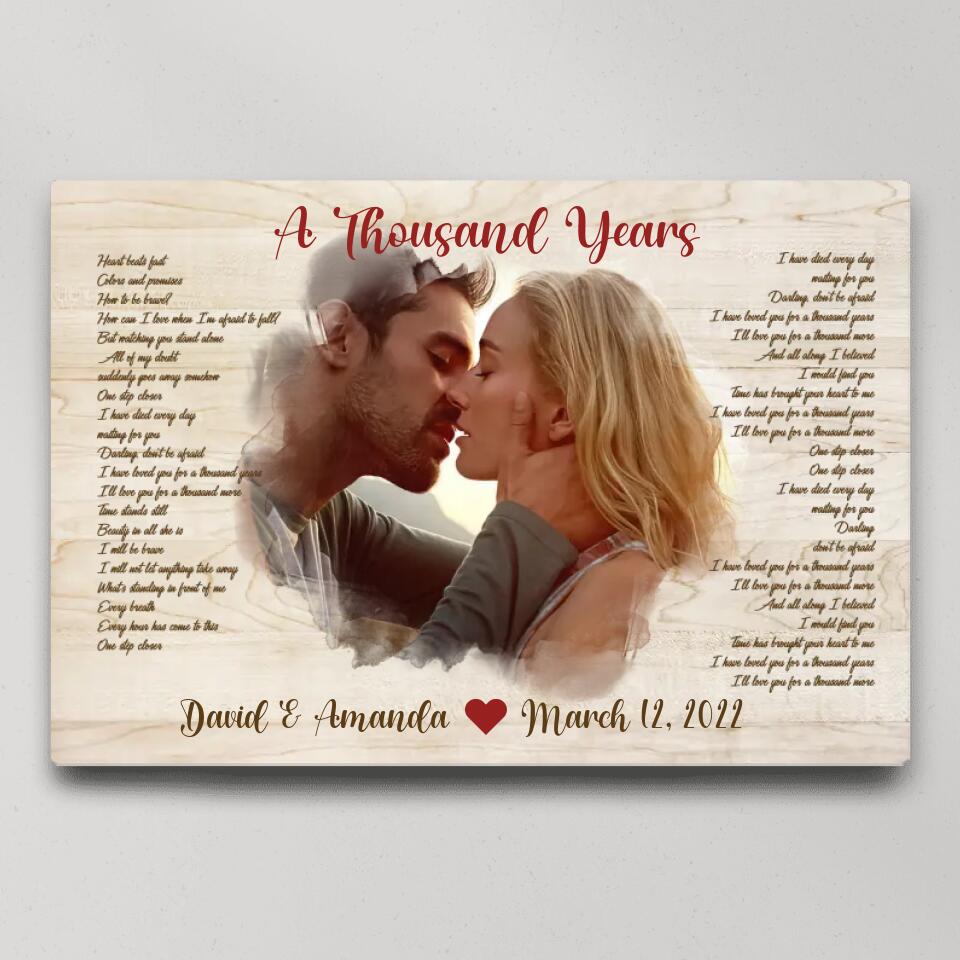 Favorite Song Lyrics Time Fade Away Photo - Custom Canvas Poster - Anniversary Gift For Couples
