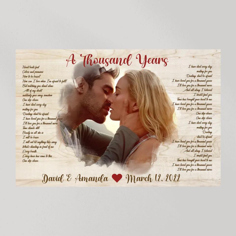 Favorite Song Lyrics Time Fade Away Photo - Custom Canvas Poster - Anniversary Gift For Couples