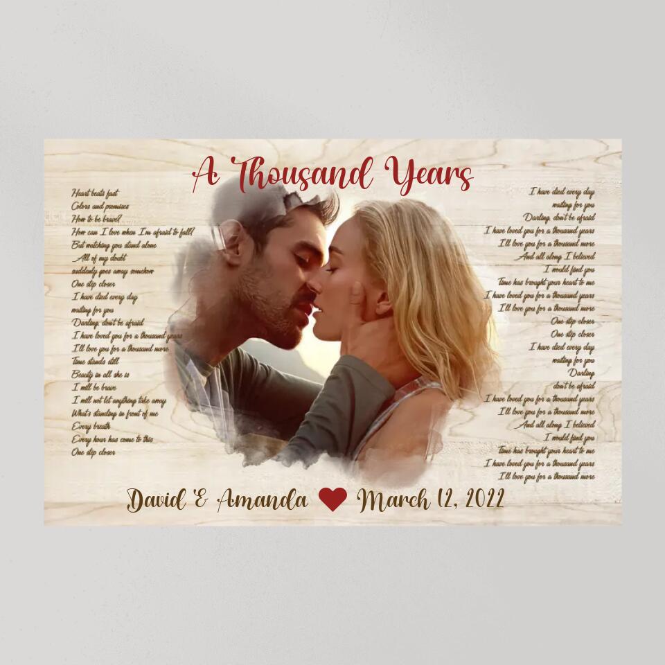 Favorite Song Lyrics Time Fade Away Photo - Custom Canvas Poster - Anniversary Gift For Couples