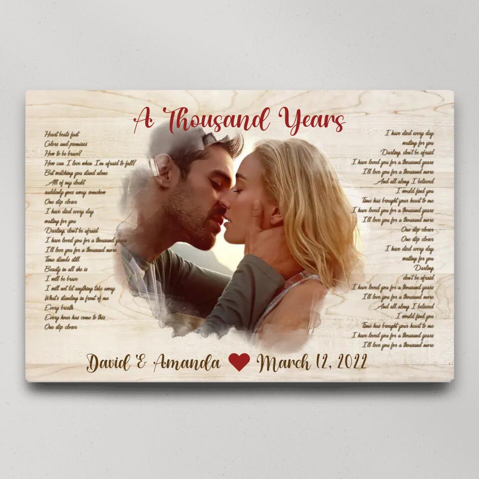 Favorite Song Lyrics Time Fade Away Photo - Custom Canvas Poster - Anniversary Gift For Couples