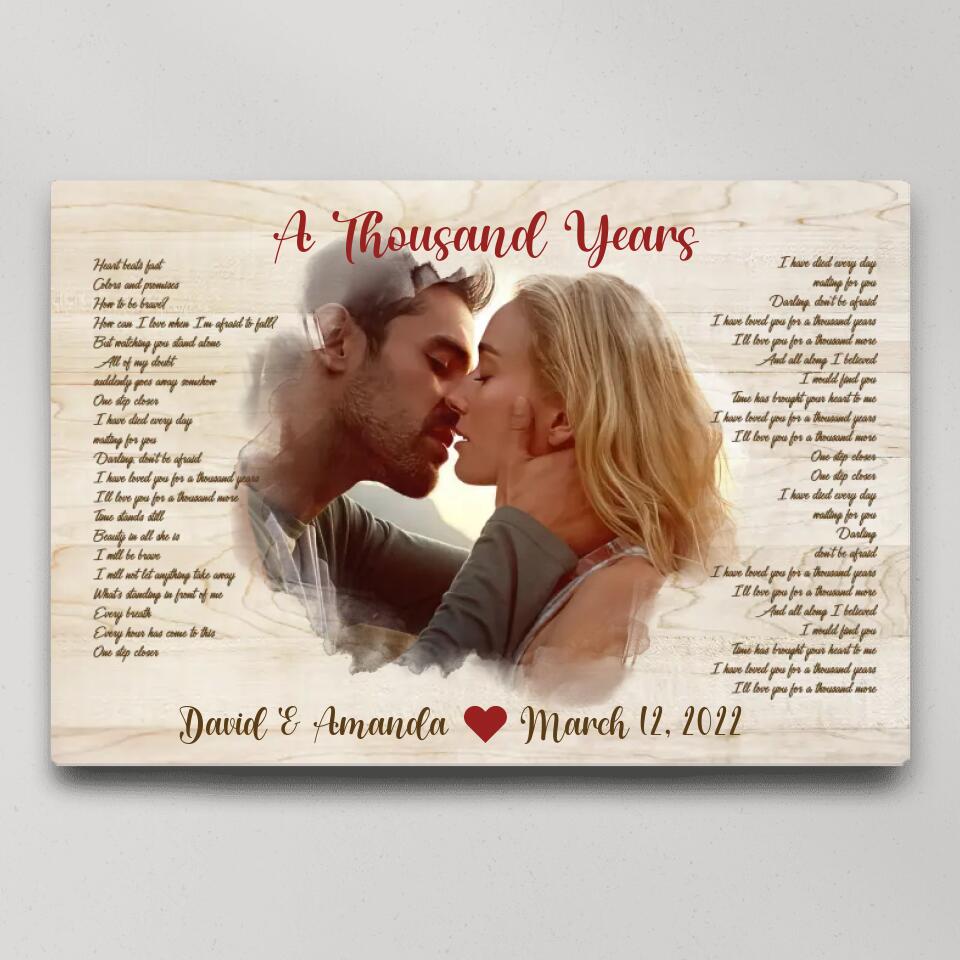 Favorite Song Lyrics Time Fade Away Photo - Custom Canvas Poster - Anniversary Gift For Couples