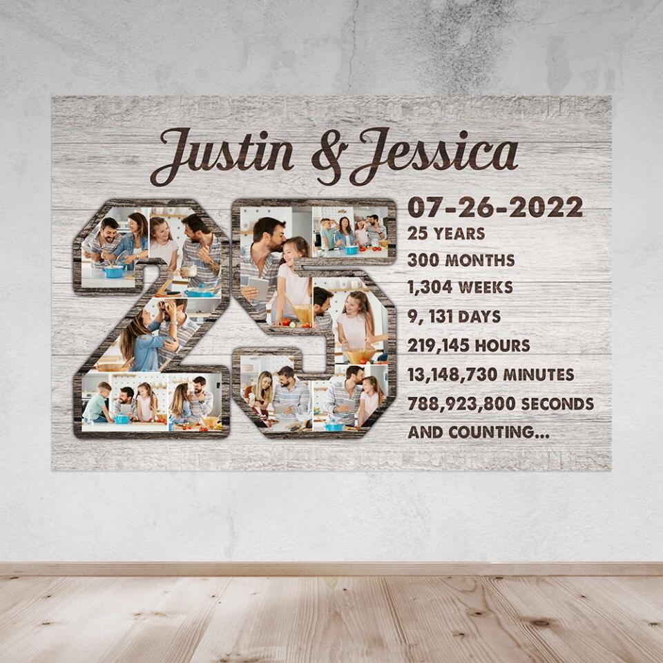25 Years And Counting Love Story - Custom Canvas Poster - 25th Anniversary Gift For Couples