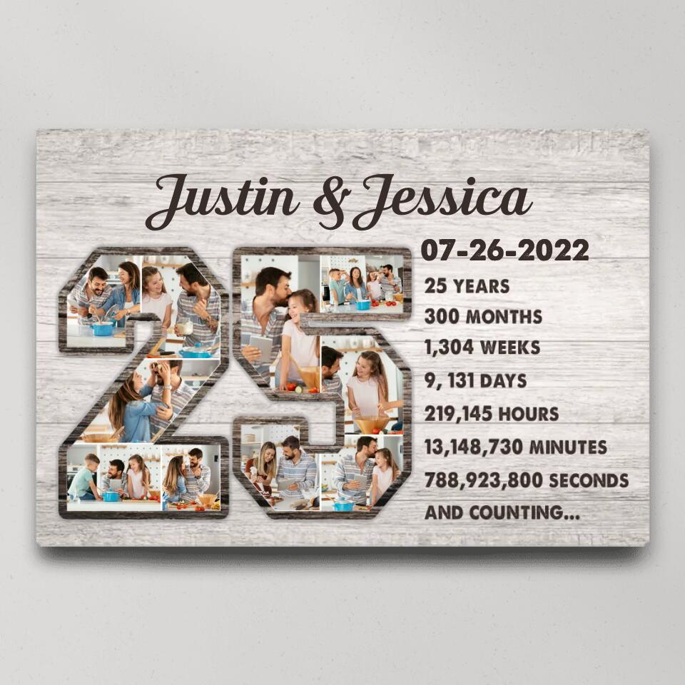 25 Years And Counting Love Story - Custom Canvas Poster - 25th Anniversary Gift For Couples