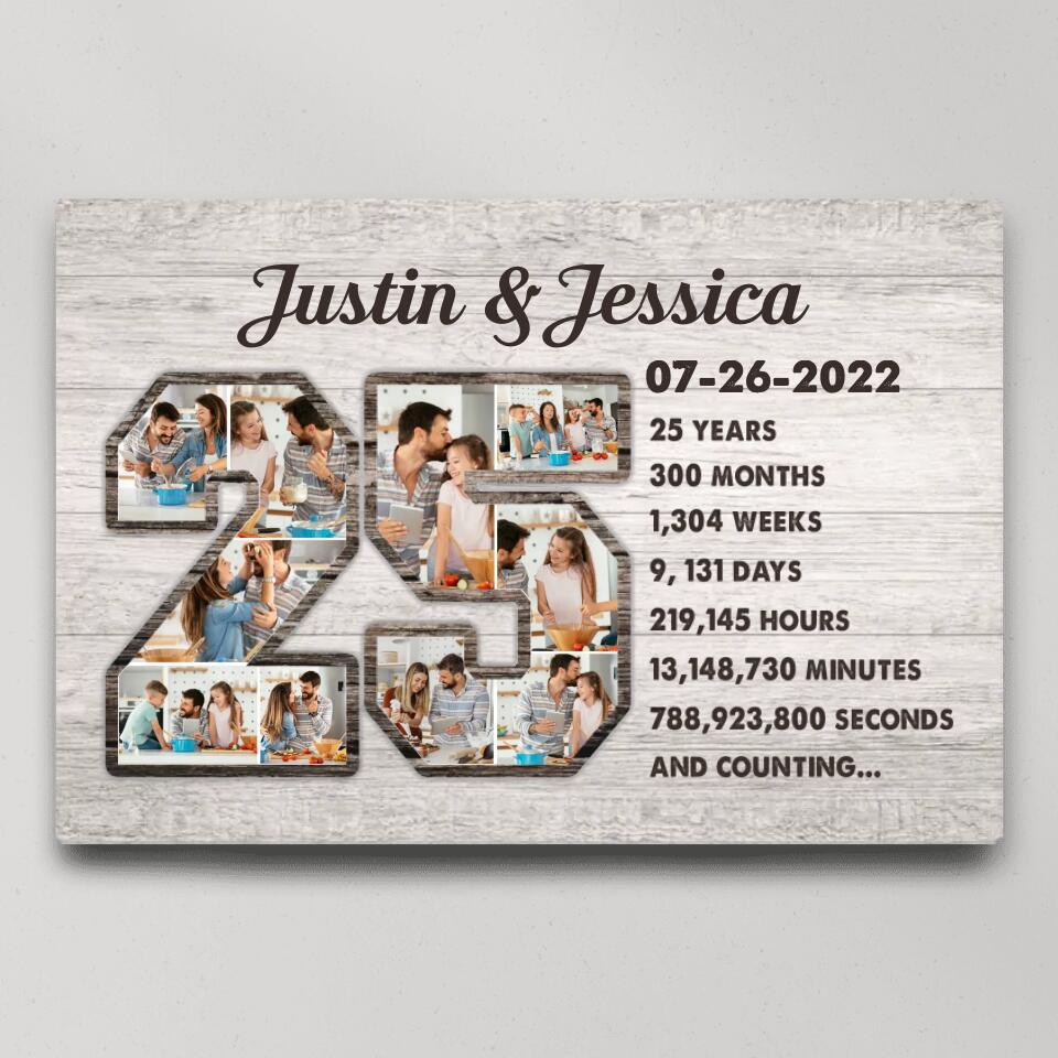25 Years And Counting Love Story - Custom Canvas Poster - 25th Anniversary Gift For Couples