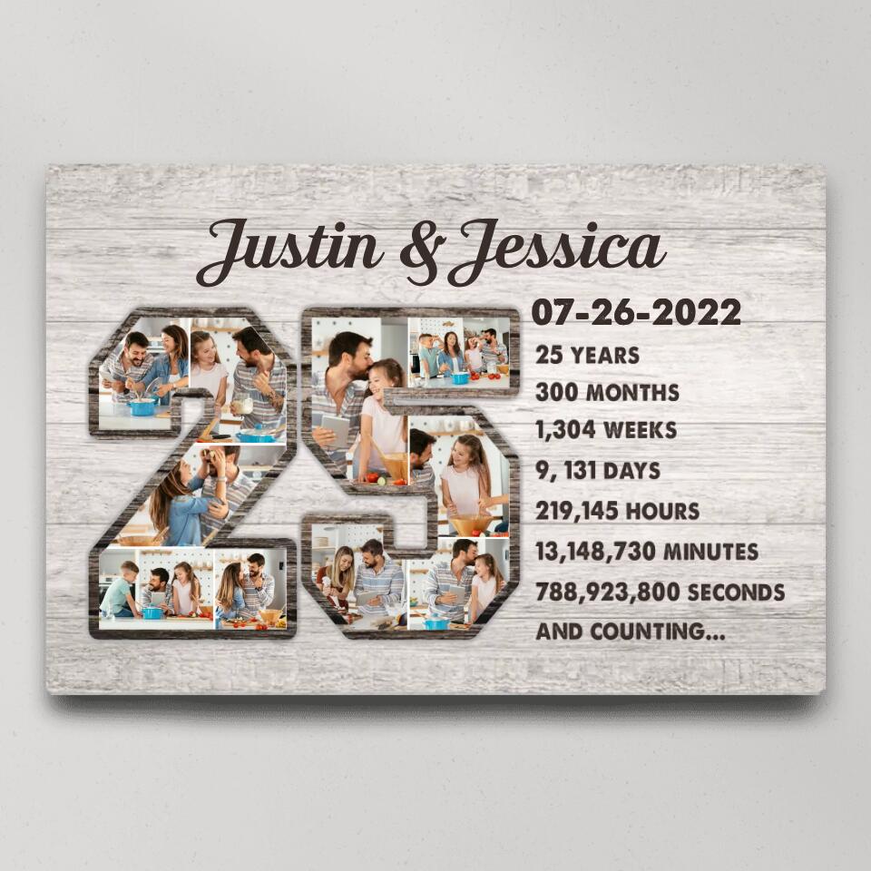 25 Years And Counting Love Story - Custom Canvas Poster - 25th Anniversary Gift For Couples