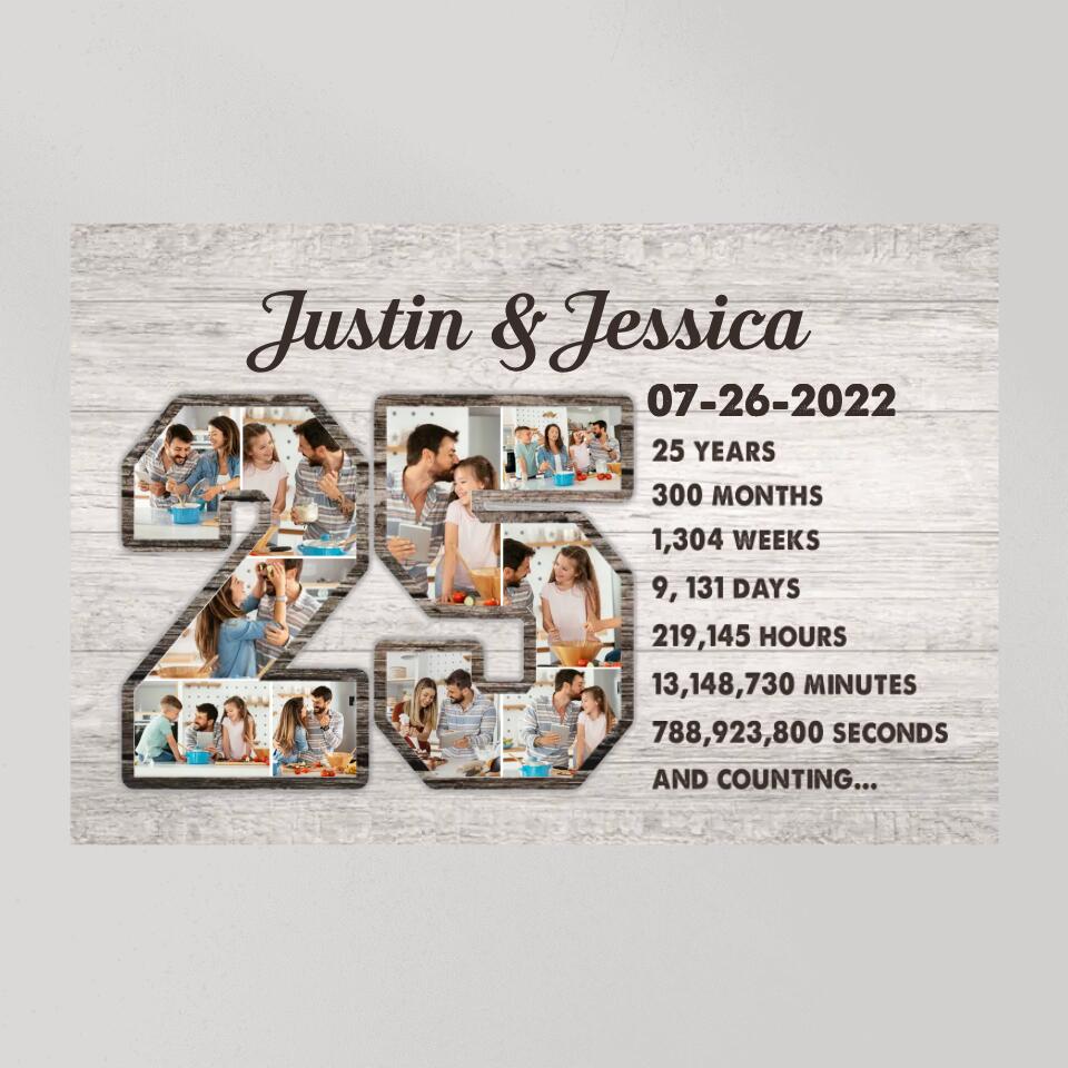 25 Years And Counting Love Story - Custom Canvas Poster - 25th Anniversary Gift For Couples
