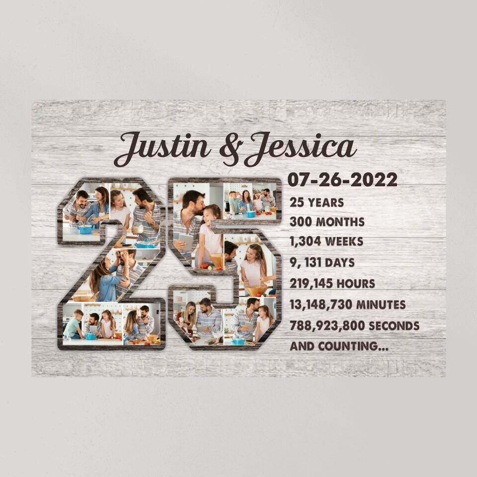 25 Years And Counting Love Story - Custom Canvas Poster - 25th Anniversary Gift For Couples