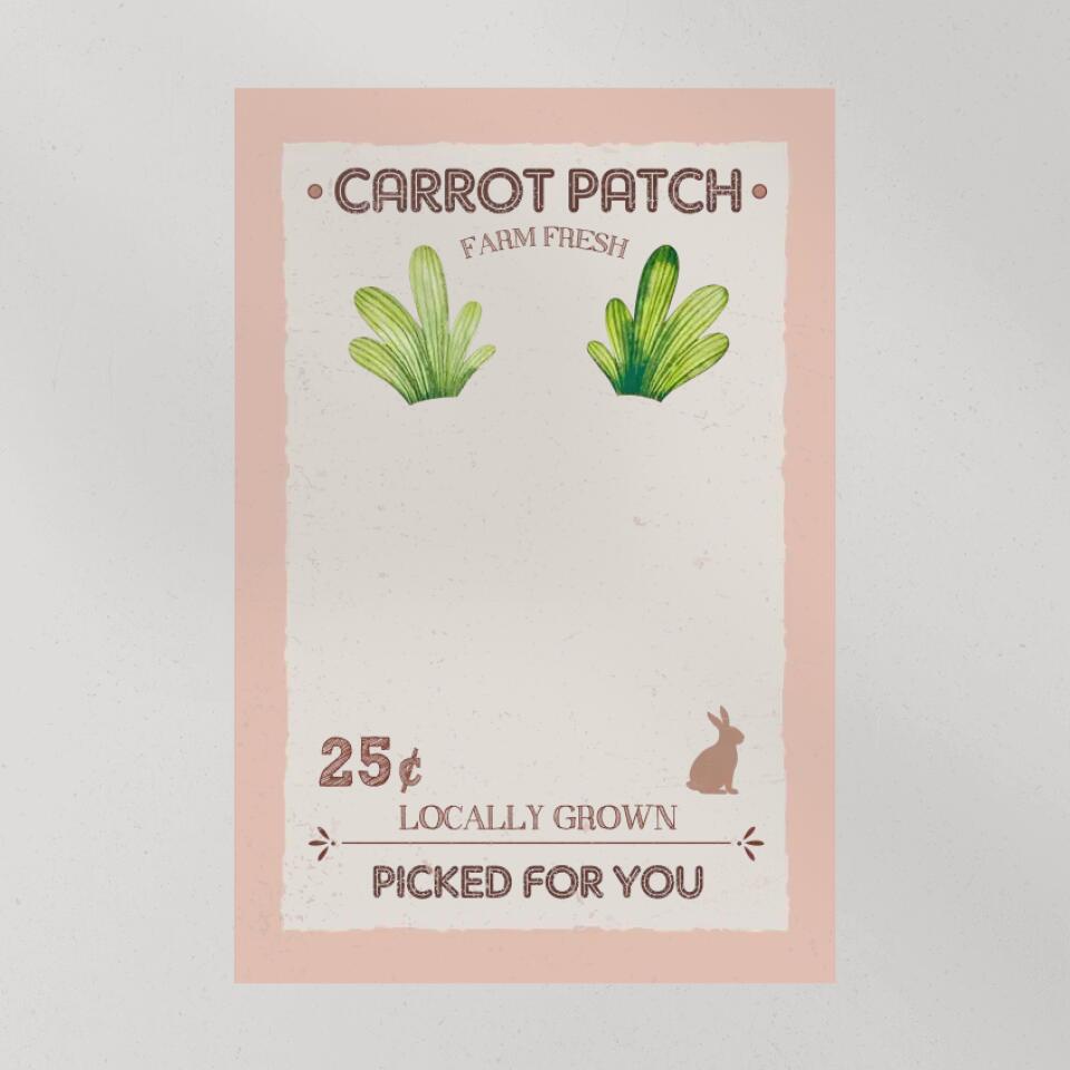 Carrot Patch Farm Fresh Picked For You - Footprint Canvas Poster - Gift For Family