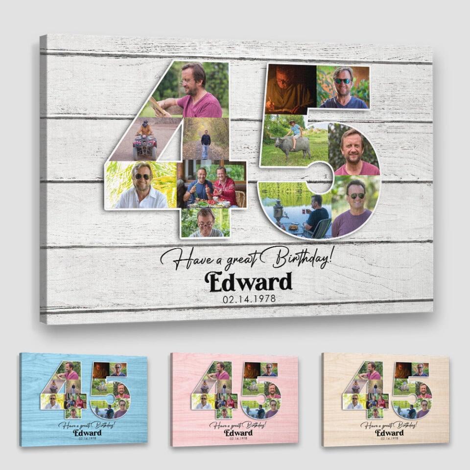 Happy A Great 45th Birthday - Custom Canvas Poster - Birthday Gift For Parents