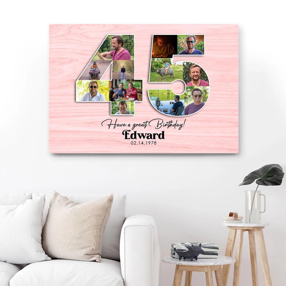 Happy A Great 45th Birthday - Custom Canvas Poster - Birthday Gift For Parents