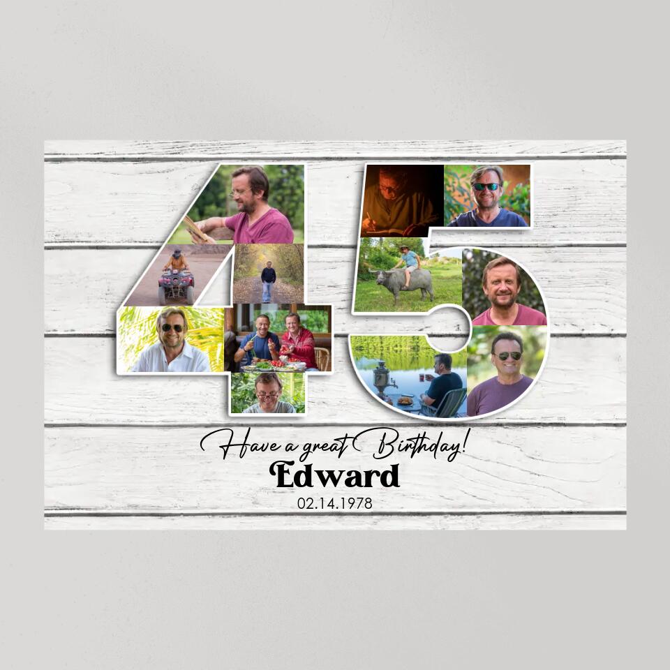 Happy A Great 45th Birthday - Custom Canvas Poster - Birthday Gift For Parents